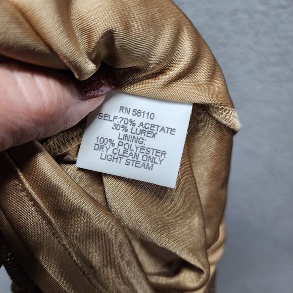 DAVID MEISTER Women's Size 2 Gold Metallic One Shoulder Long Formal Dress - Picture 9 of 9